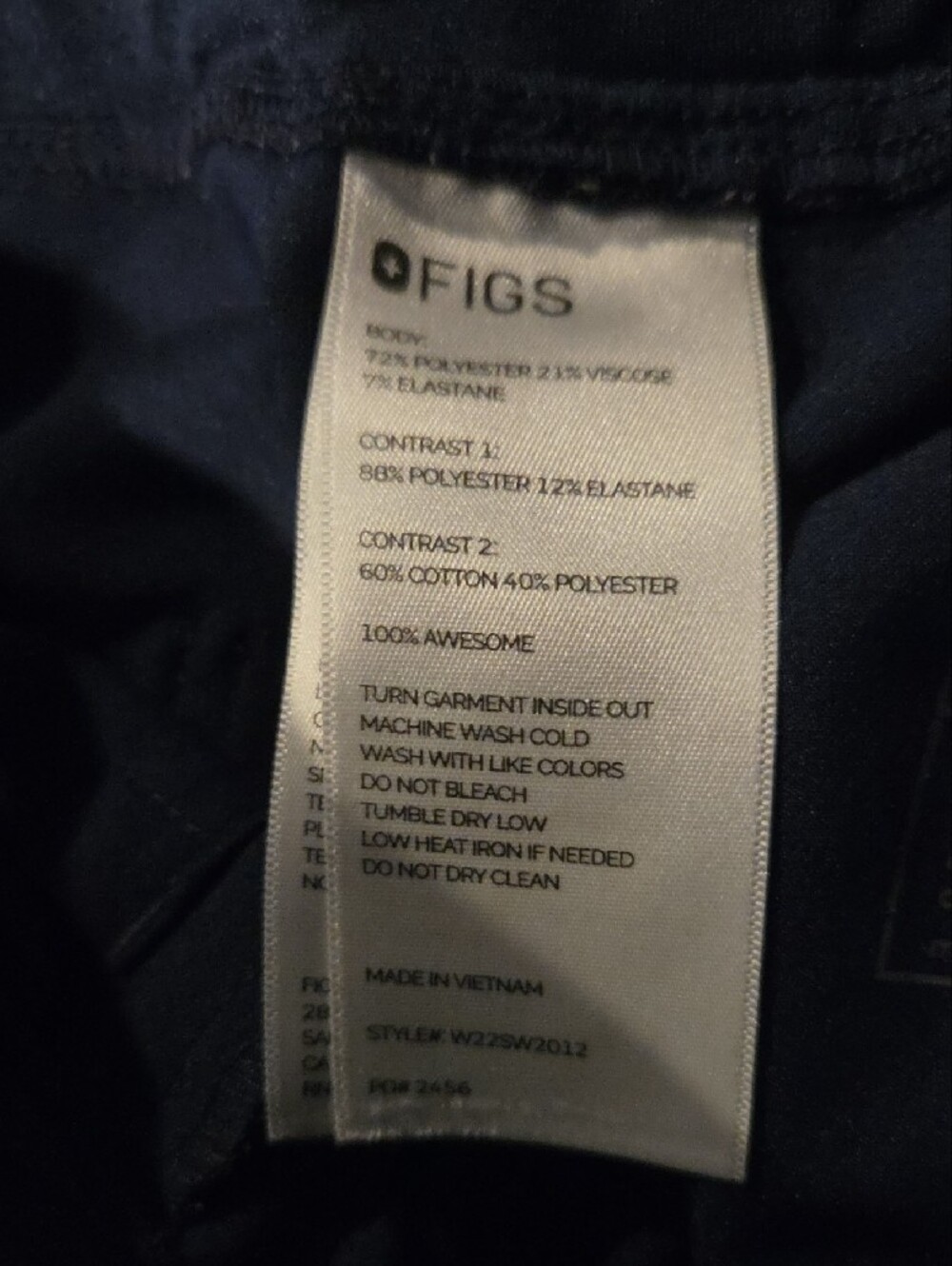 Navy Drawstring Scrub Pants - Picture 3 of 11